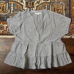 Xirena Poppy Cotton Gauze Stripe Tiered Peplum Top Blouse S Small